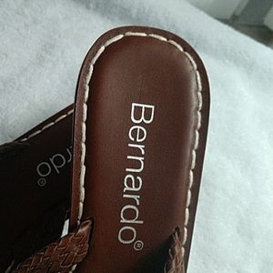 Bernardo Sandals Women's 11 M Asmara Braided Wedge Thong Dark Brown Leather EUC